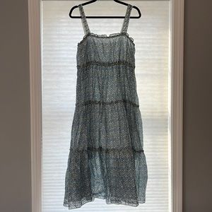 Max Studio Floral Tiered Midi Dress Sleeveless Boho Peasant Size XL-❤️ Print